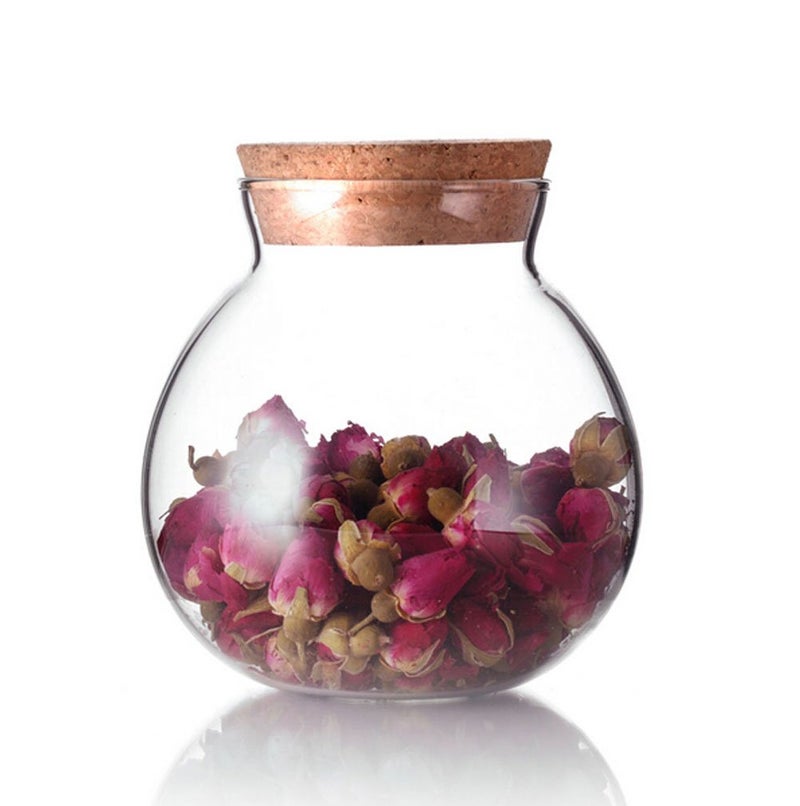 TOPWEL 500 Ml (17 Fl Oz) Round Clear Glass Favor Jar Storage Jar  with Cork Stopper - Image 1